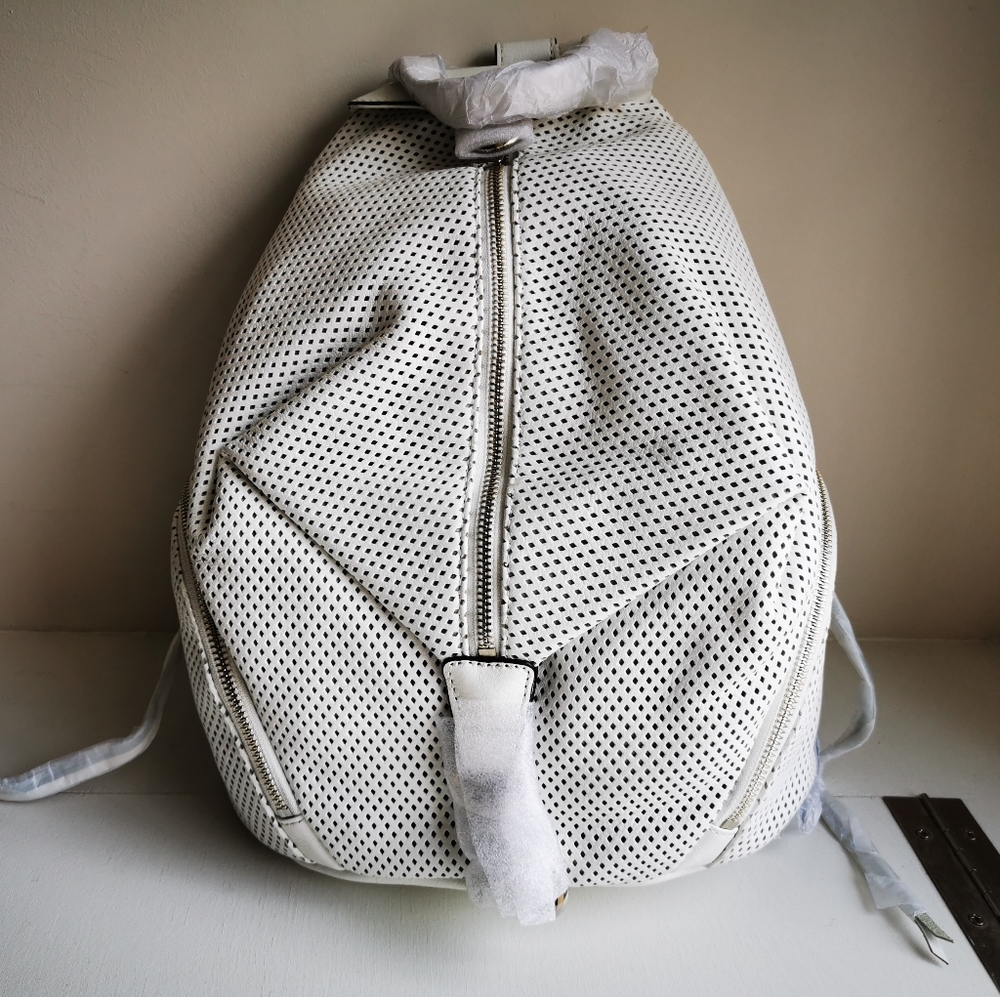 Rebecca Minkoff Perforated White Leather Backpack